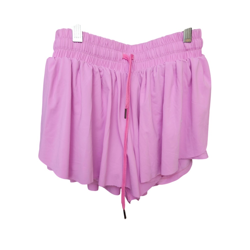 Luogongzi Pink Flowy Butterfly Athletic Shorts Womens Small High Waist Running